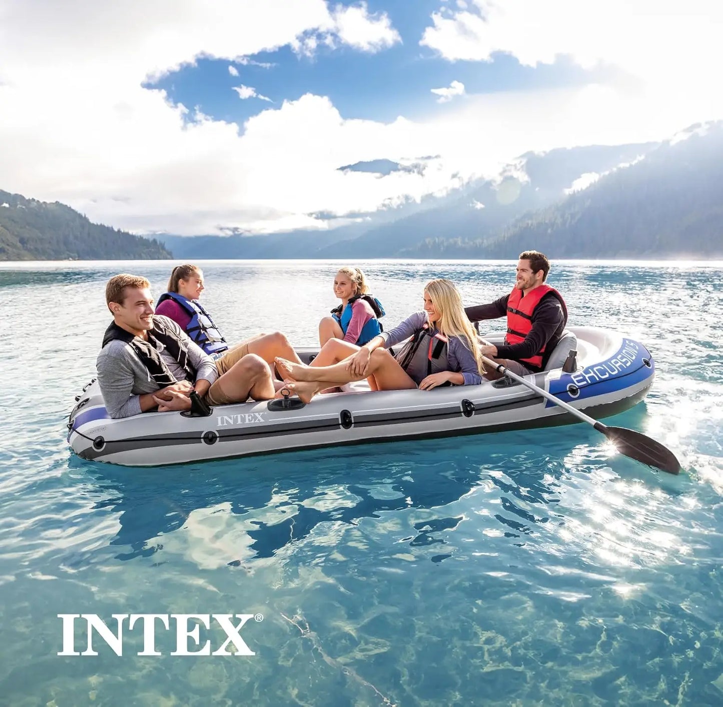 5 Person Inflatable Boat with Oars and Pump