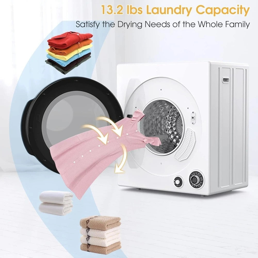 White Portable Electric Tumble Dryer Front Load