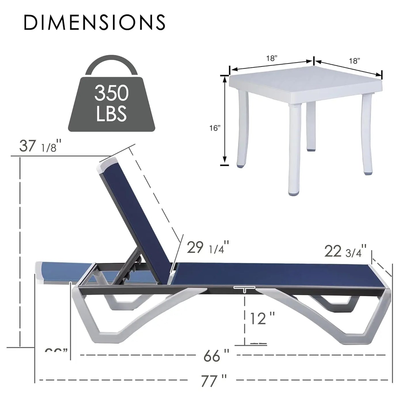Adjustable Aluminum Outdoor Chaise Lounge Chair