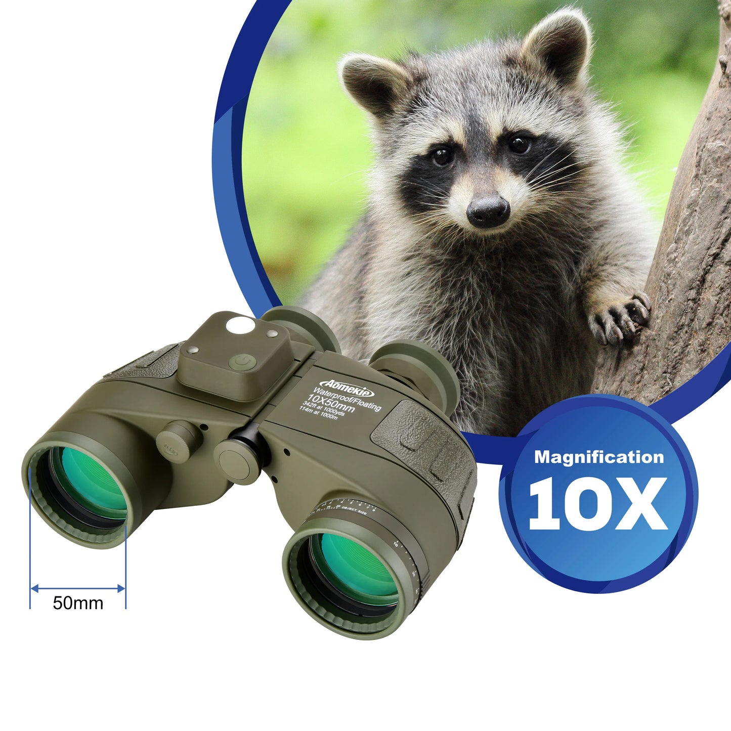 10X50  Binoculars with Rangefinder Compass