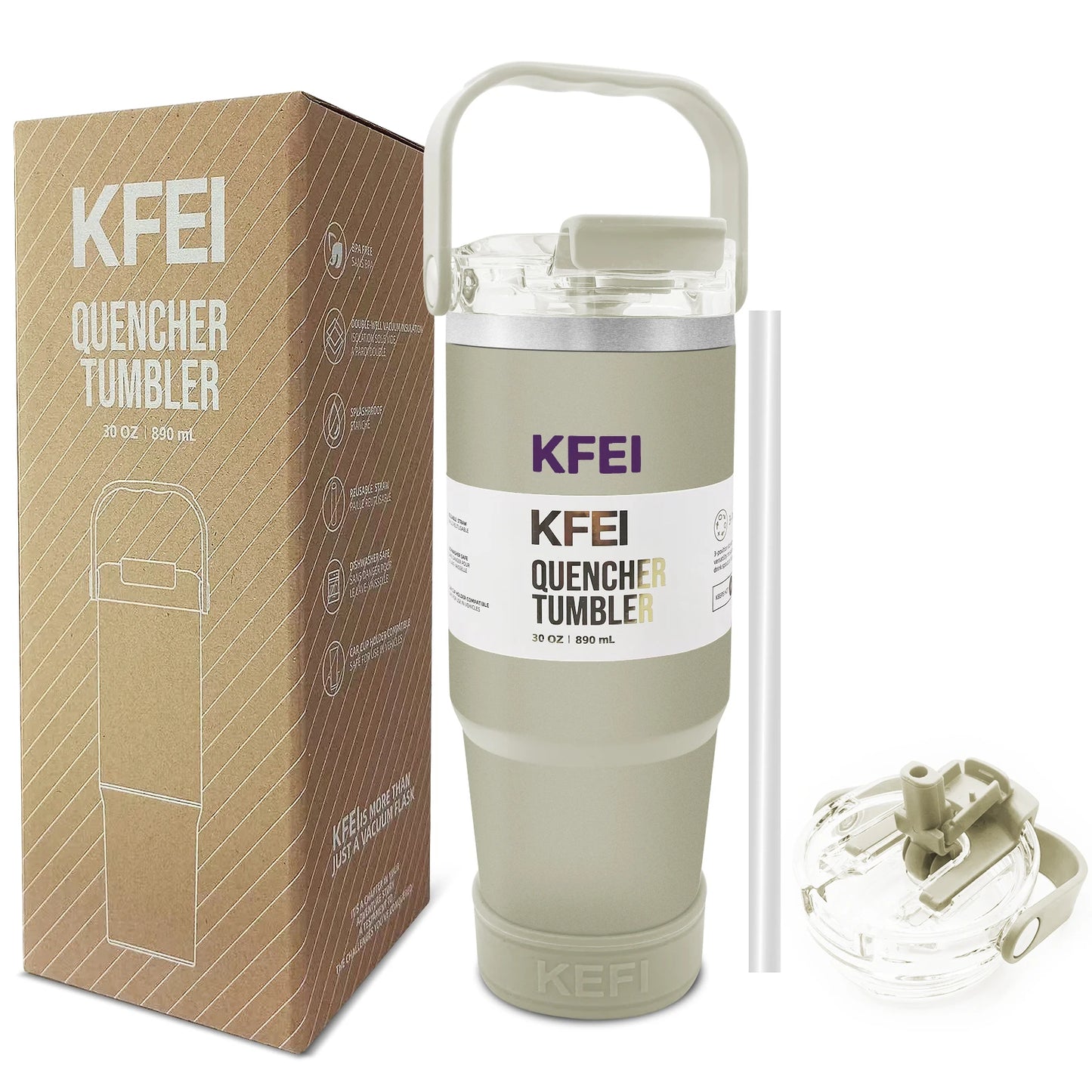1PCS 30oz Solid Color Double Wall Stainless Tumbler, with Lid And Straw