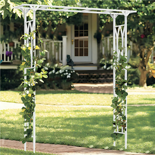 White Metal Garden Arch Arbor