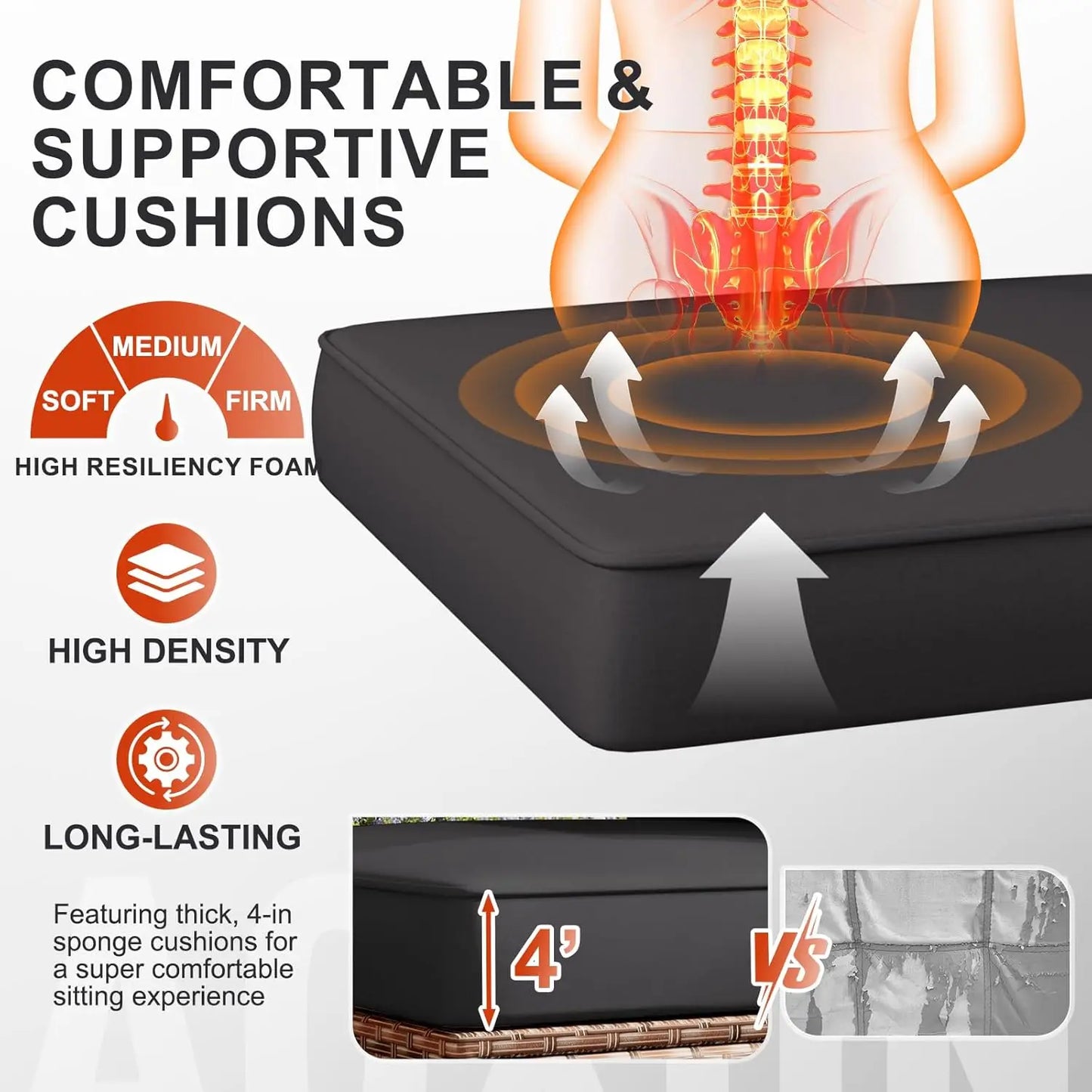 7-Piece Outdoor Patio Furniture Set Thick Cushion